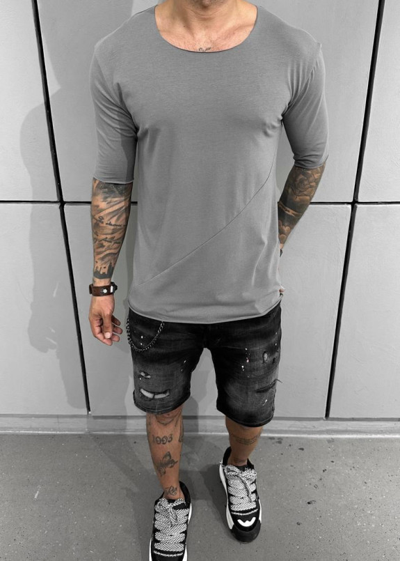 Футболка дизайнерська з необробленим краєм сіра MFStore Изображение Футболка дизайнерська з необробленим краєм сіра MFStore