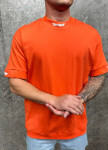 Футболка оверсайз з принтом на шиї outsider помаранчева MFStore Изображение Футболка оверсайз з принтом на шиї outsider помаранчева MFStore