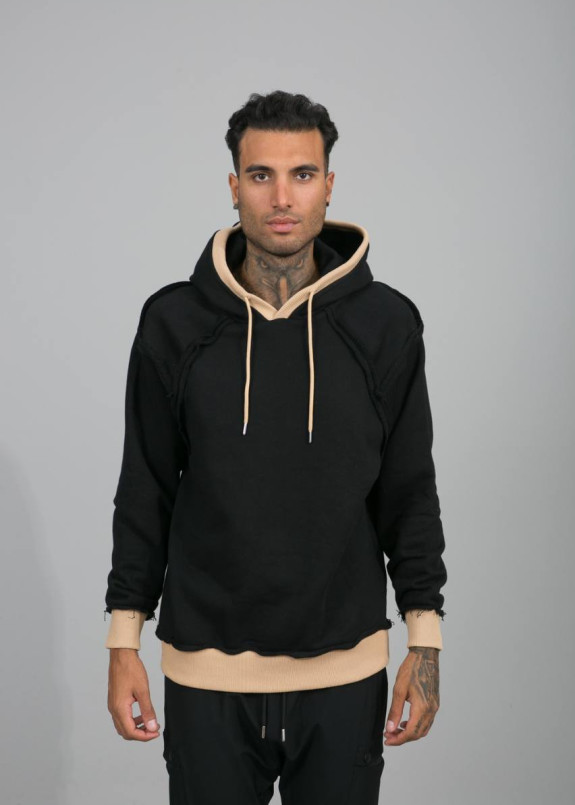 Худі оверсайз з пісочними вставками чорне MFStore Изображение Худі оверсайз з пісочними вставками чорне MFStore