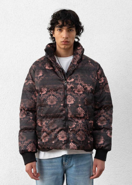 Зимова куртка оверсайз з принтом лоскути чорна MFStore Изображение Зимова куртка оверсайз з принтом лоскути чорна MFStore