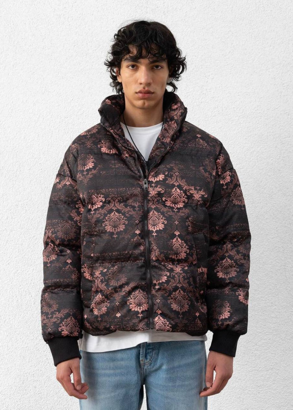 Зимова куртка оверсайз з принтом лоскути чорна MFStore Изображение Зимова куртка оверсайз з принтом лоскути чорна MFStore