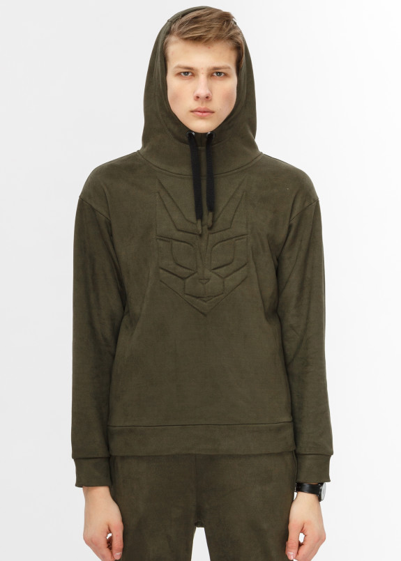 Худи мужское с котом хаки Roussin Изображение Худи мужское с котом хаки Roussin