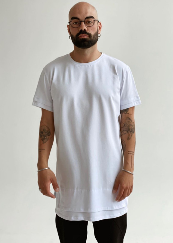Изображение Удлиненная белая футболка MIKO