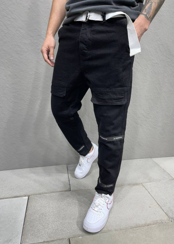 Джинси чоловічі з накладними карманами спереду і паском MFStore Изображение Джинси чоловічі з накладними карманами спереду і паском MFStore