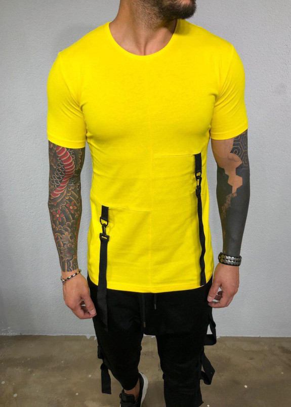 Футболка желтая с черными лампасами Mfstore Изображение Футболка желтая с черными лампасами Mfstore