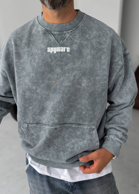 Стильний світшот вільного крою виварений з принтом світло-сірий MFStore Изображение Стильний світшот вільного крою виварений з принтом світло-сірий MFStore