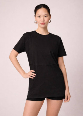 Дизайнерська футболка унісекс чорна подовжена MFStore Изображение Дизайнерська футболка унісекс чорна подовжена MFStore