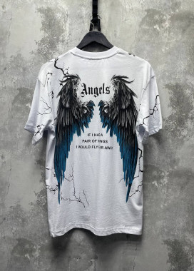 Футболка біла с текстом і принтом angel MFStore Изображение Футболка біла с текстом і принтом angel MFStore