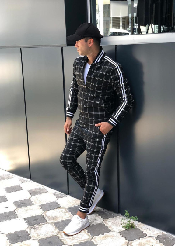 Спортивный костюм черный в клетку MFStore Изображение Спортивный костюм черный в клетку MFStore