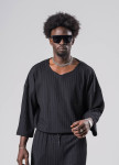 Футболка кімоно оверсайз в смужку чорна MFStore Изображение Футболка кімоно оверсайз в смужку чорна MFStore