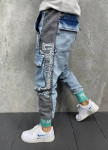 Изображение Джинсы с накладными карманами и мятными манжетами голубые MFStore