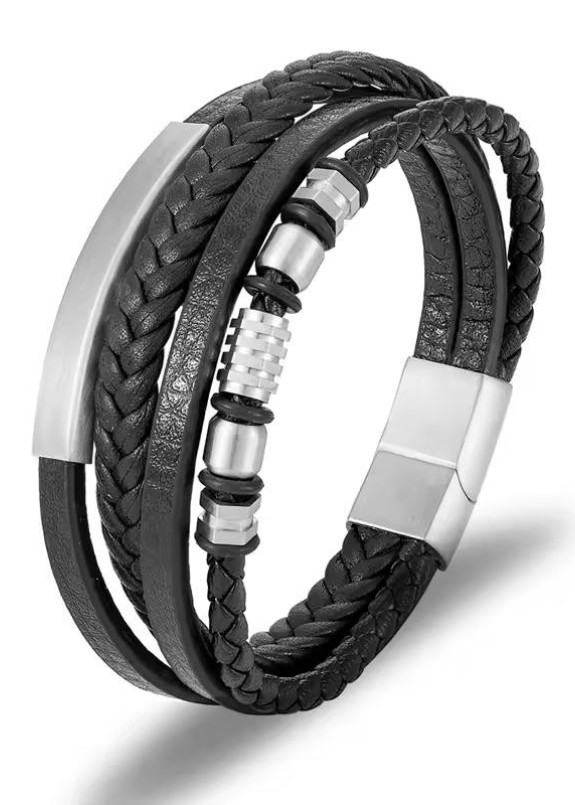 Стильний шкіряний браслет з нержавіючої сталі багатошаровий MFStore Изображение Стильний шкіряний браслет з нержавіючої сталі багатошаровий MFStore