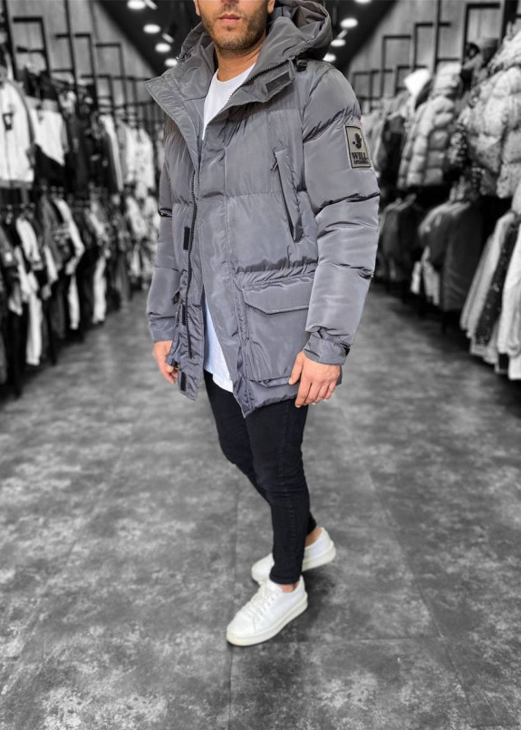Серая мужская куртка с боковыми и накладными карманами MFStore Изображение Серая мужская куртка с боковыми и накладными карманами MFStore