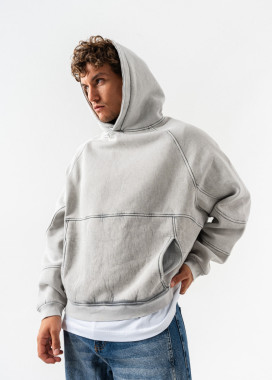 Стильне худі виварене на флісі світло-сіре MFStore Изображение Стильне худі виварене на флісі світло-сіре MFStore