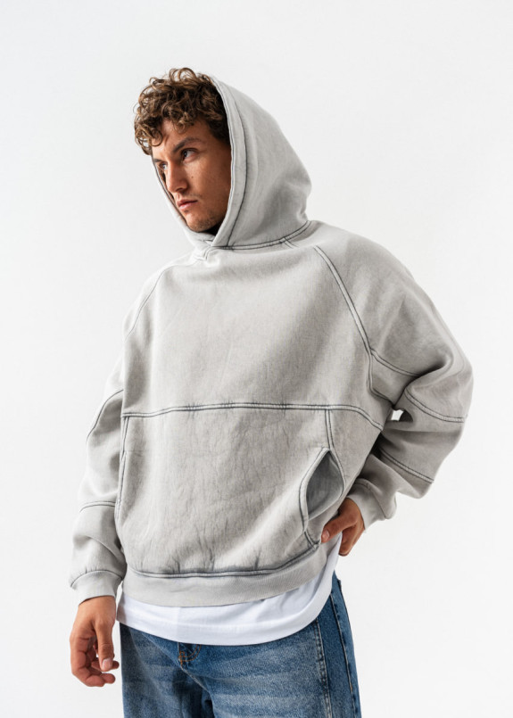 Стильне худі виварене на флісі світло-сіре MFStore Изображение Стильне худі виварене на флісі світло-сіре MFStore