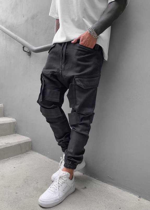 Джоггеры мужские с накладными карманами черные Mfstore Изображение Джоггеры мужские с накладными карманами черные Mfstore
