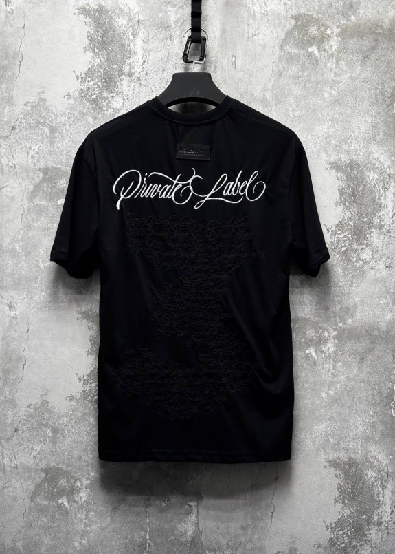 Футболка вільного крою з вишивкою на грудях і спині чорна MFStore Изображение Футболка вільного крою з вишивкою на грудях і спині чорна MFStore