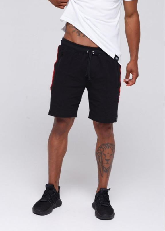 Шорты мужские с лампасами черные Изображение Шорты мужские с лампасами черные