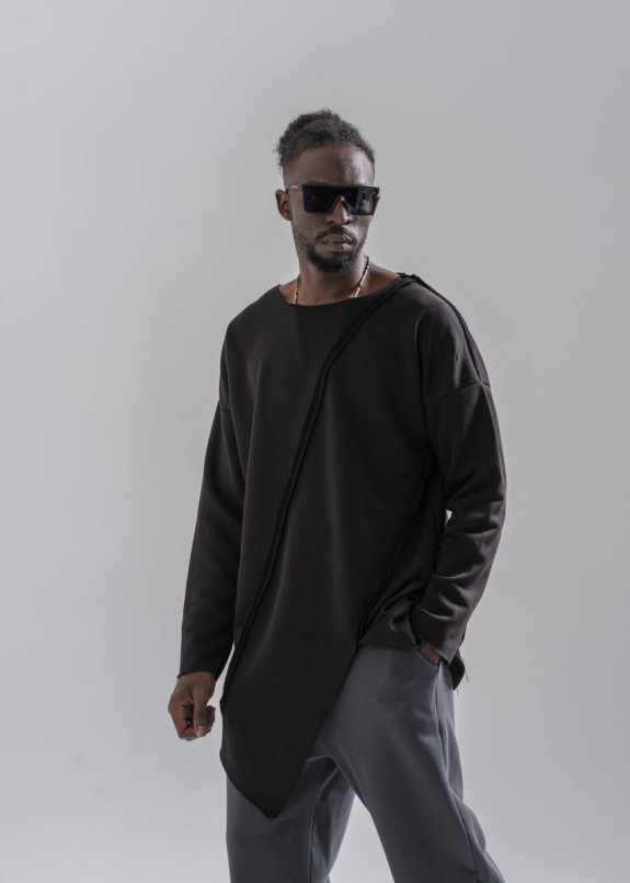 Світшот дизайнерський асиметричний чорний MFStore Изображение Світшот дизайнерський асиметричний чорний MFStore