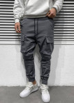 Изображение Брюки с накладными карманами и манжетами на затяжках серые MFStore