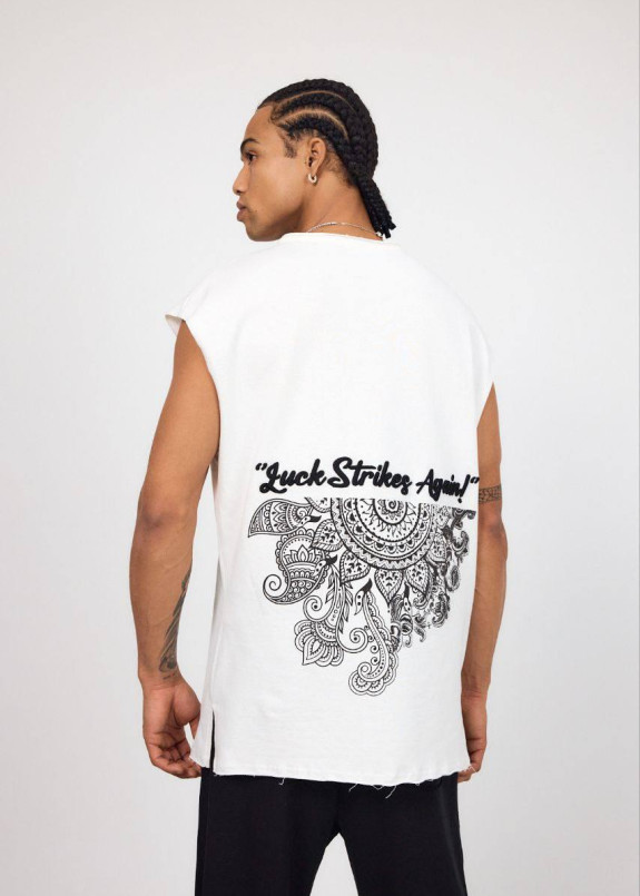 Безрукавка вільного крою з вишивкою і принтом біла MFStore Изображение Безрукавка вільного крою з вишивкою і принтом біла MFStore