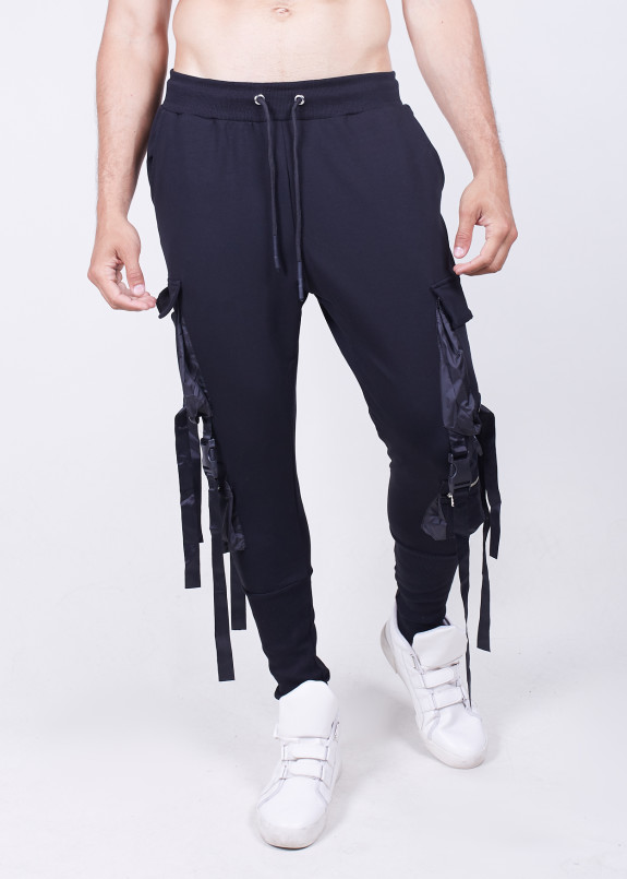Брюки мужские спортивные с затяжками и вставками по длине Изображение Брюки мужские спортивные с затяжками и вставками по длине