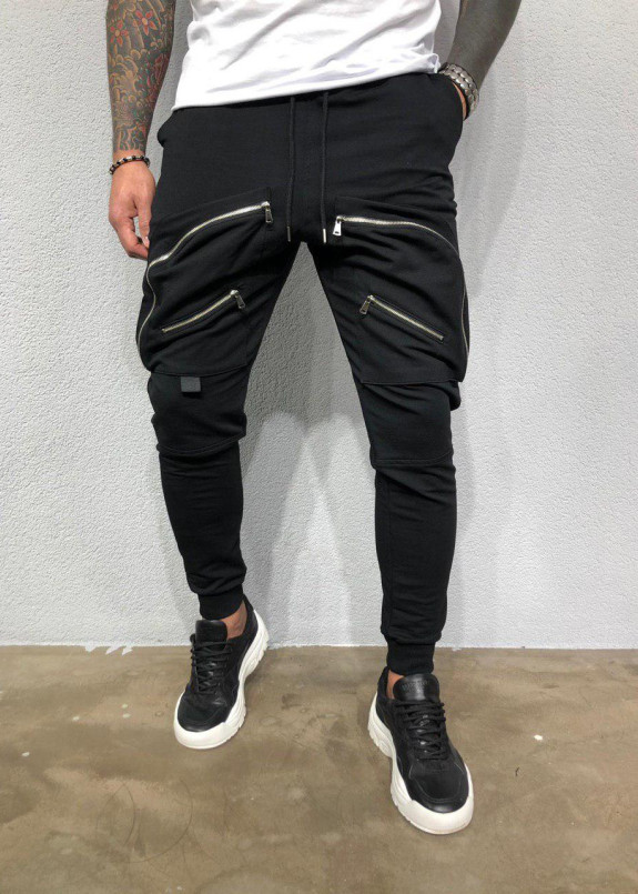Штаны дизайнерские с молниями спереди черные MFStore Изображение Штаны дизайнерские с молниями спереди черные MFStore