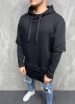 Изображение Оверсайз худи с капюшоном и молниями по бокам черное MFStore
