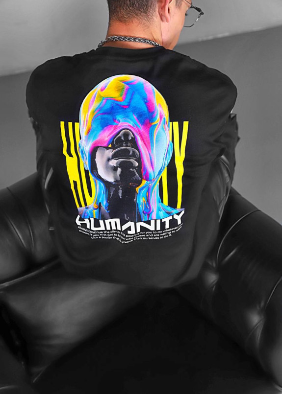 Футболка оверсайз з принтом humanity чорна MFStore Изображение Футболка оверсайз з принтом humanity чорна MFStore