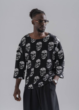 Футболка кімоно вільного крою з черепами MFStore Изображение Футболка кімоно вільного крою з черепами MFStore