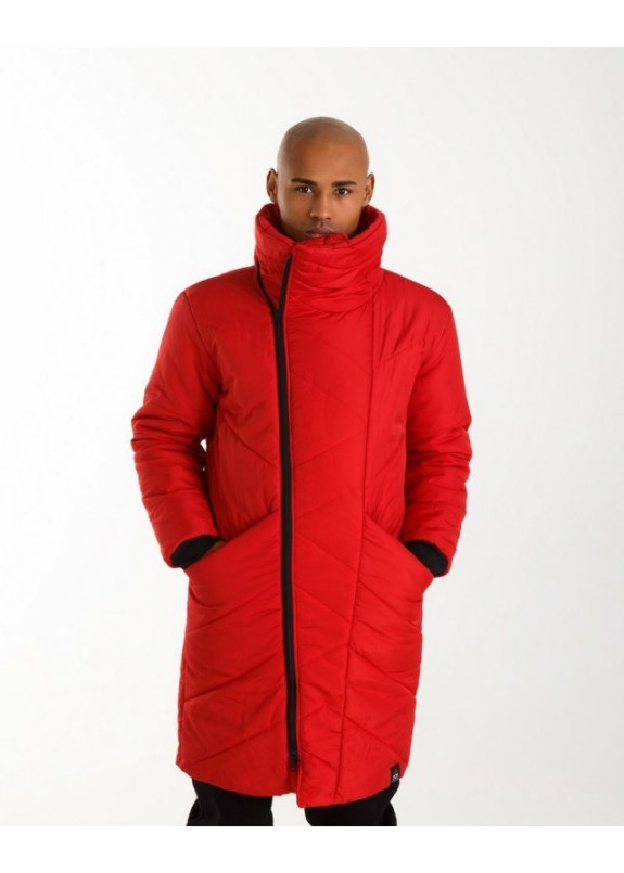 Пуховик мужской с высоким горлом красный Изображение Пуховик мужской с высоким горлом красный