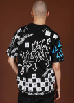Стильная футболка оверсайз с принтами черная MFStore Изображение Стильная футболка оверсайз с принтами черная MFStore