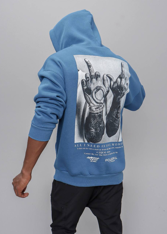 Худі оверсайз синій з принтом на спині MFStore Изображение Худі оверсайз синій з принтом на спині MFStore