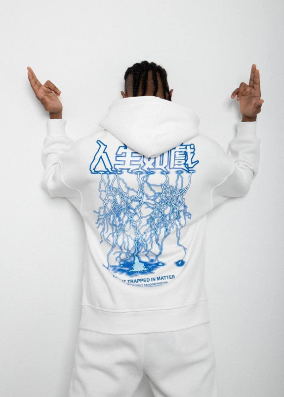 Худи оверсайз с принтом молний на спине белое MFStore Изображение Худи оверсайз с принтом молний на спине белое MFStore