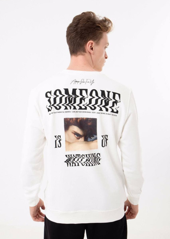 Свитшот мужской с текстом и принтом белый MFStore Изображение Свитшот мужской с текстом и принтом белый MFStore