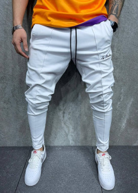 Джоггеры белые с полосками по бокам MFStore Изображение Джоггеры белые с полосками по бокам MFStore