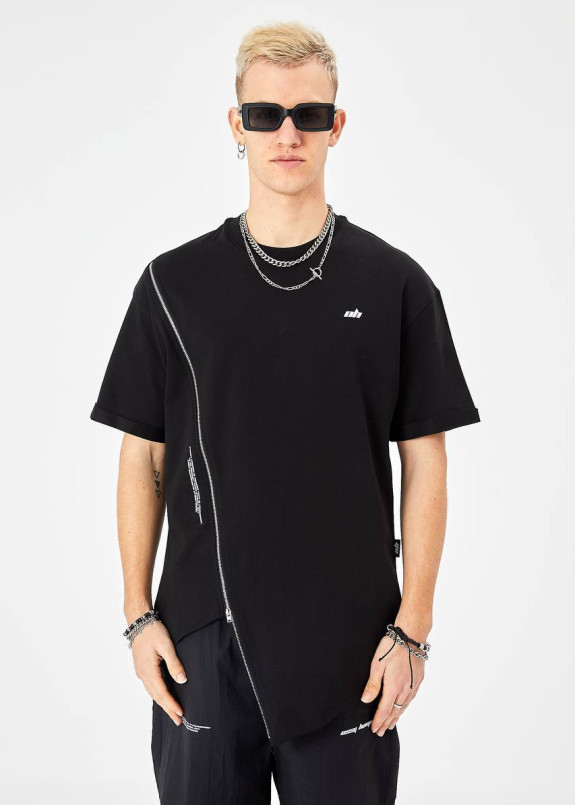 Футболка асиметрична з блискавкою чорна MFStore Изображение Футболка асиметрична з блискавкою чорна MFStore