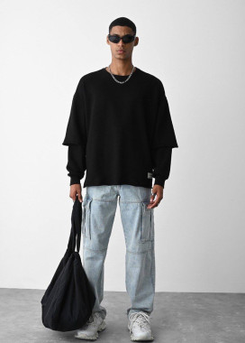 Кофта оверсайз з подвійним рукавом чорна MFStore Изображение Кофта оверсайз з подвійним рукавом чорна MFStore