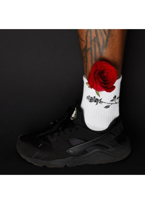 Носки мужские принт Роза белые Изображение Носки мужские принт Роза белые
