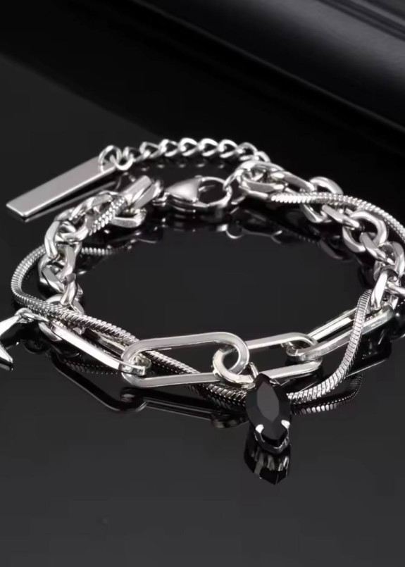 Стильний комбінований браслет хром MFStore Изображение Стильний комбінований браслет хром MFStore