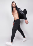 Изображение Мантия мужская со вставками рифлеными эко-кожи черная
