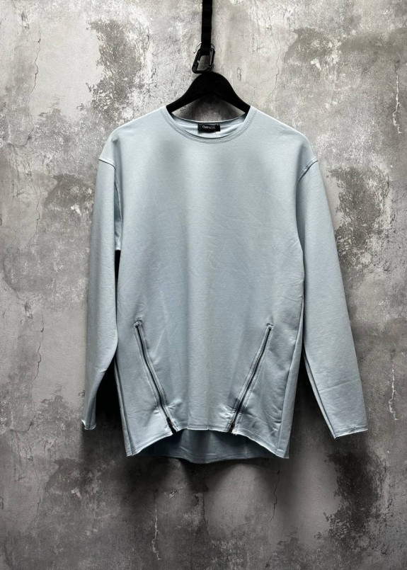 Лонгслів оверсайз з блискавками знизу блакитний MFStore Изображение Лонгслів оверсайз з блискавками знизу блакитний MFStore