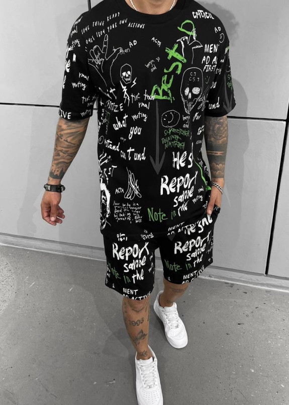 Костюм оверсайз з текcтом і принтами best чорний MFStore Изображение Костюм оверсайз з текcтом і принтами best чорний MFStore
