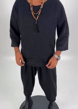 Футболка кімано вільного крою з вкрапленням чорна MFStore Изображение Футболка кімано вільного крою з вкрапленням чорна MFStore