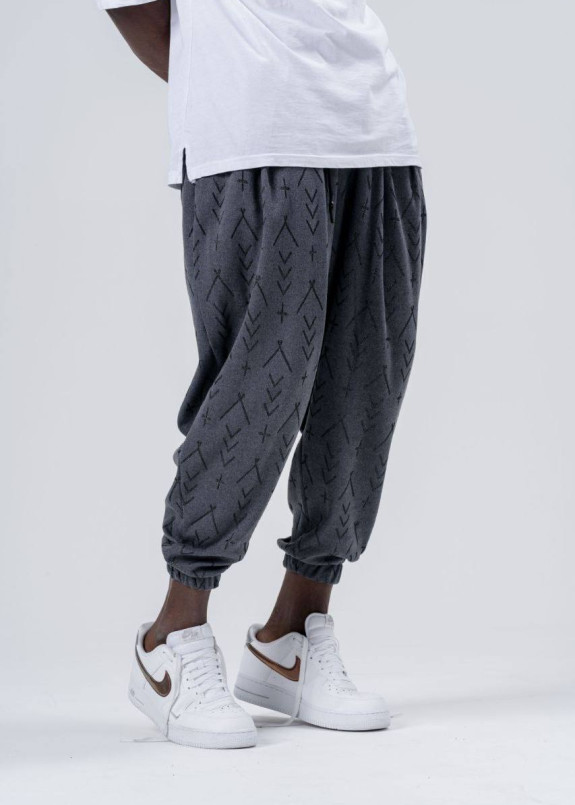 Штани вільного крою сірого кольору з рунами MFStore Изображение Штани вільного крою сірого кольору з рунами MFStore