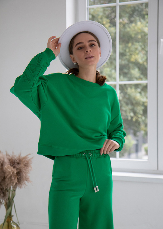 Костюм зеленый тройка с штанами клеш Изображение Костюм зеленый тройка с штанами клеш