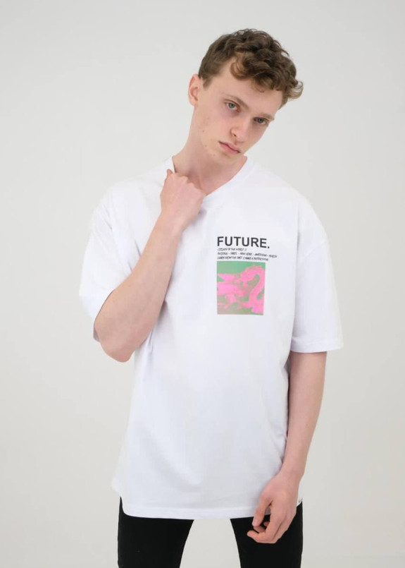 Футболка белая с арт принтом на спине MFStore Изображение Футболка белая с арт принтом на спине MFStore