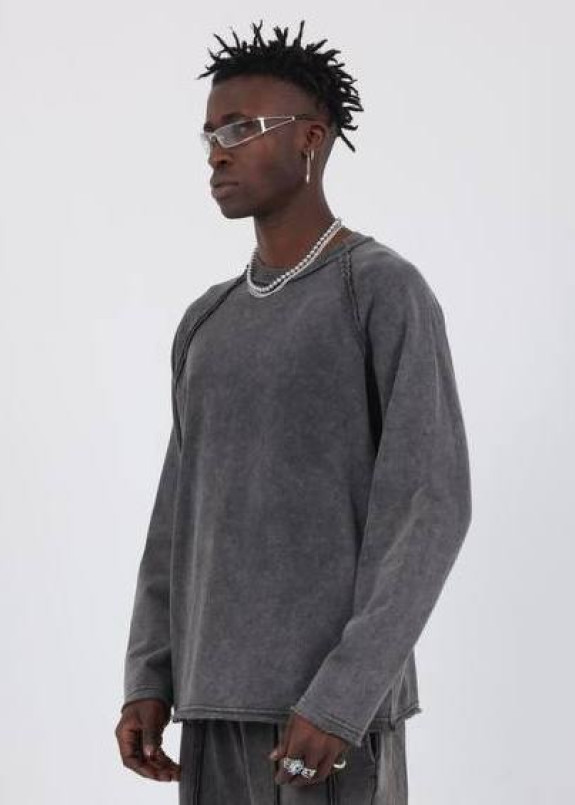 Лонгслів оверсайз дизайнерський виварений темно-сірий MFStore Изображение Лонгслів оверсайз дизайнерський виварений темно-сірий MFStore