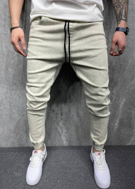 Джинсы серо-желтого цвета с черным шнуром MFStore Изображение Джинсы серо-желтого цвета с черным шнуром MFStore