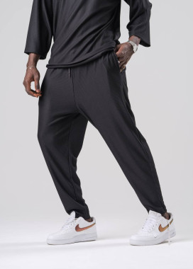 Штани вільного крою смужкою чорні MFStore Изображение Штани вільного крою смужкою чорні MFStore